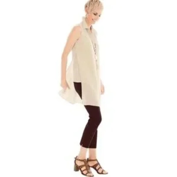 Chico’s Sleeveless Linen High-Low Tunic White | Button Down‎ Top Size 0 - Picture 15 of 15